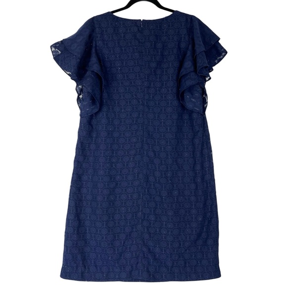 Lilly Pulitzer Kathie Dress Tanzanian Clip Navy Blue Size 12 Metallic Flutter - Picture 2 of 12